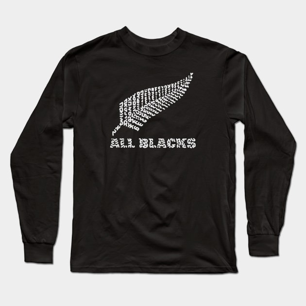 "All Blacks" Rugby Team of New Zealand Long Sleeve T-Shirt by Karotene